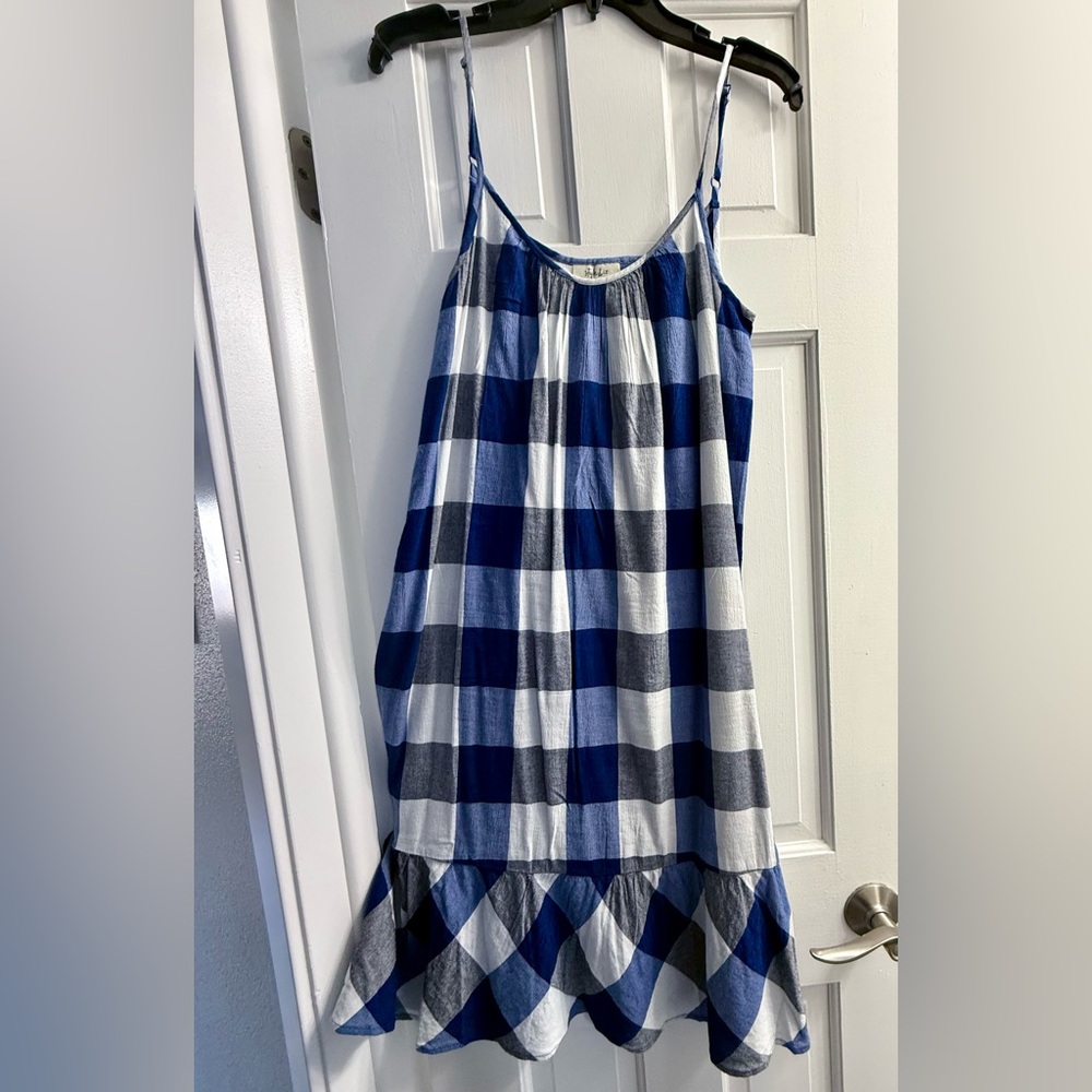 FINAL DAYS! NWOT Blue and White Checkered Strappy Midi Dress by Style and Co, PM